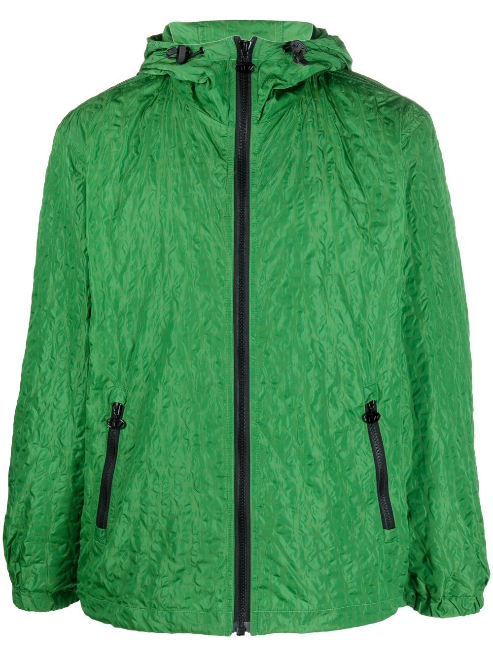Textured hooded jacket - Green
