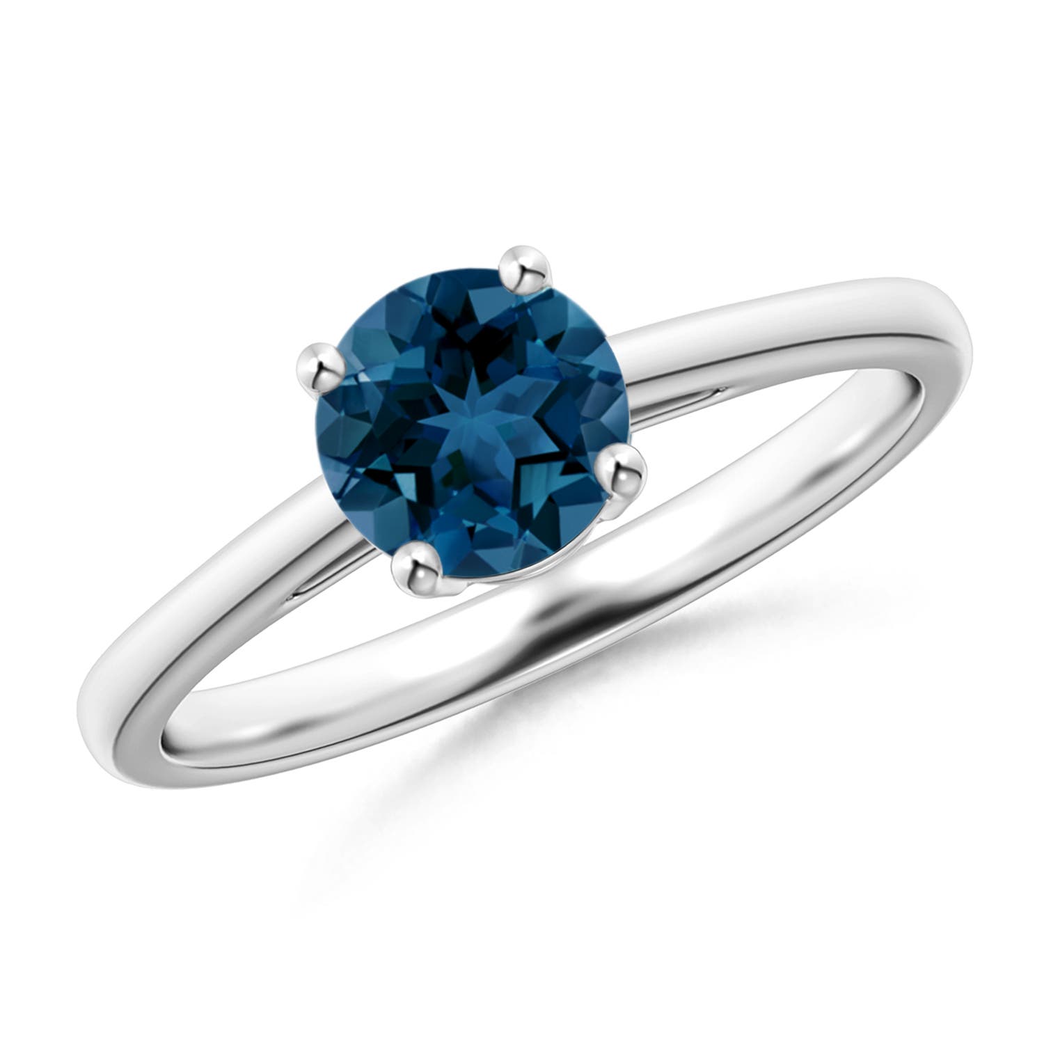 Angara 0.95 Carat Classic Prong-Set Round London Blue Topaz Solitaire Ring in Platinum