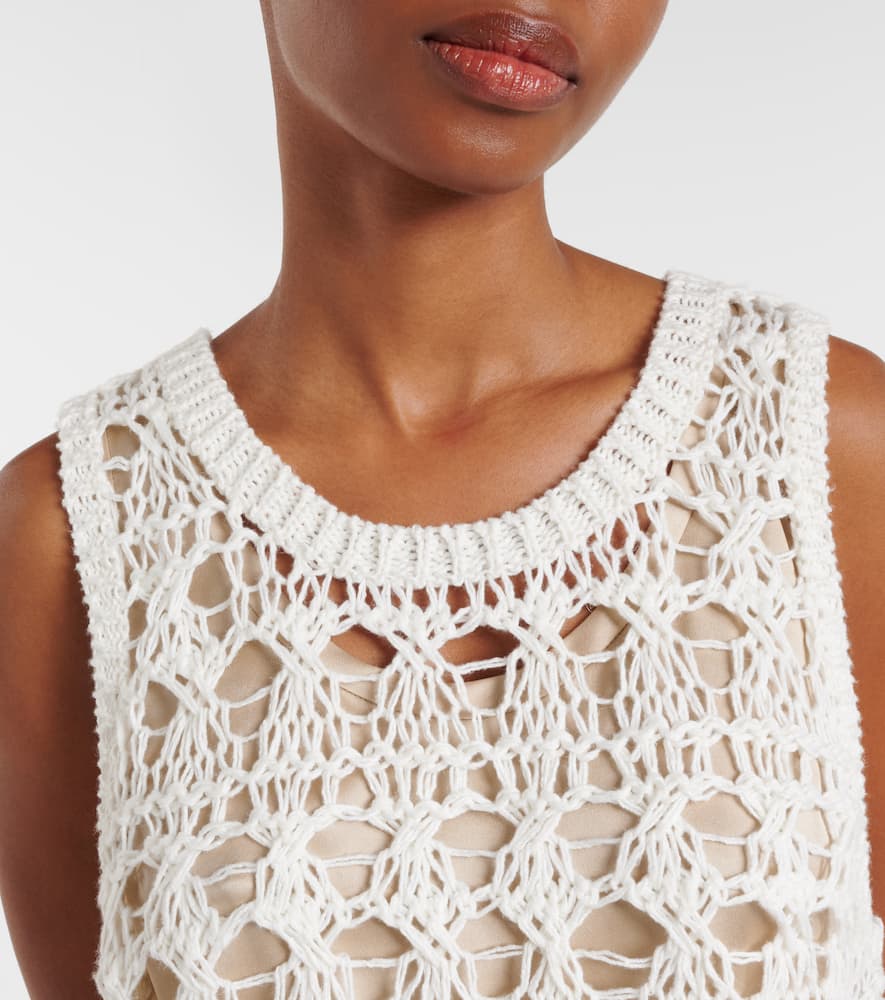 Open-knit jute and cotton-blend top