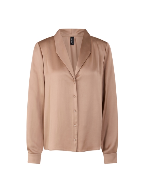 Marc Cain Blouse with lapel collar, brown, 34 N