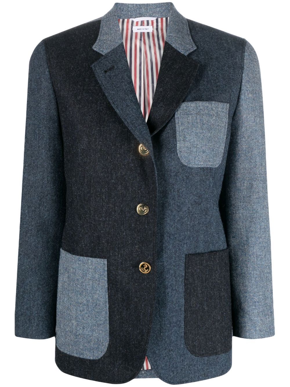 Patchwork Donegal tweed blazer - Blue