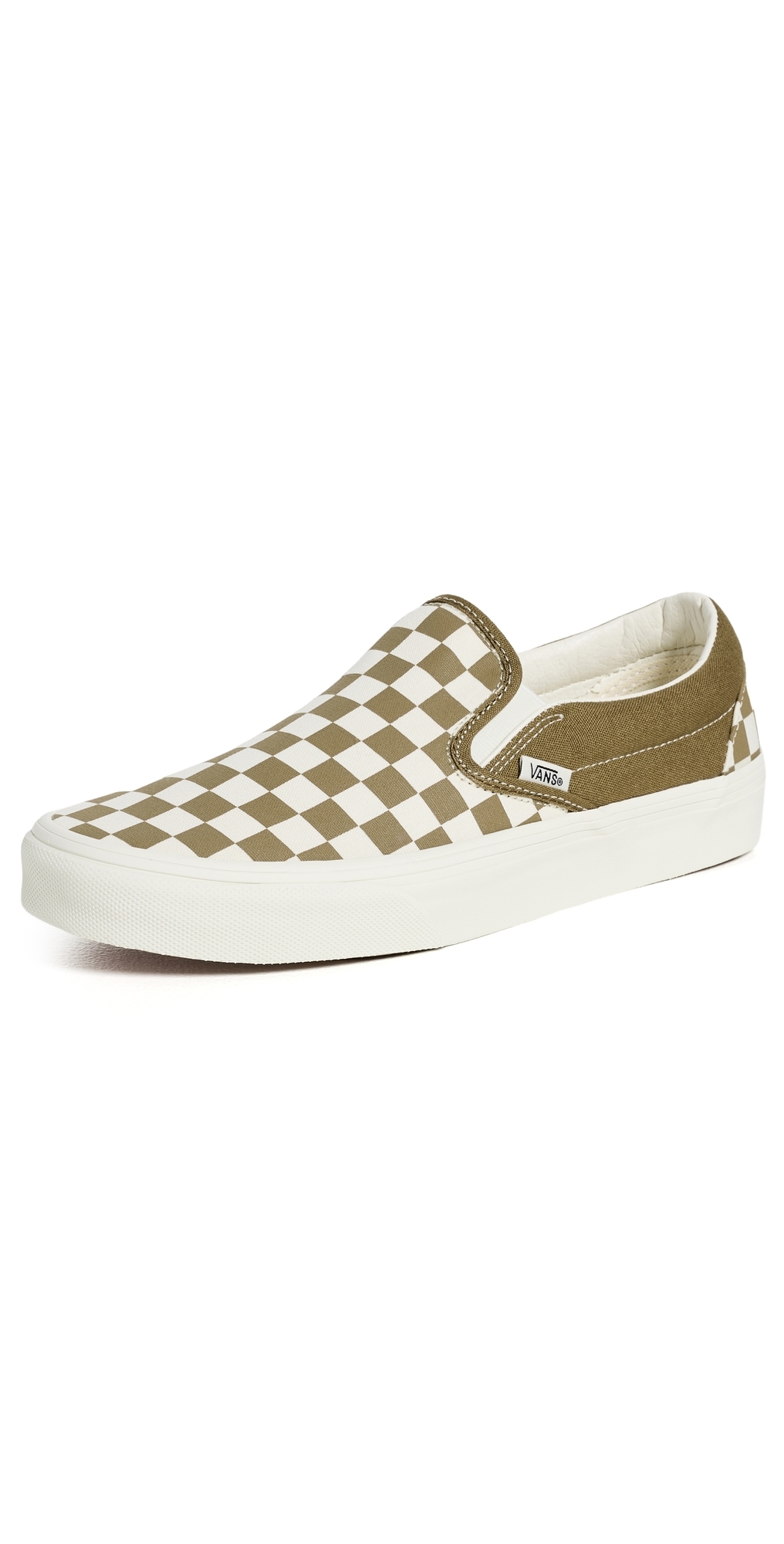 Classic Slip On Unisex Sneakers Checkerboard Olive Brown W