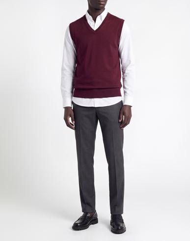 Man Sweater Burgundy Size 40 Merino Wool
