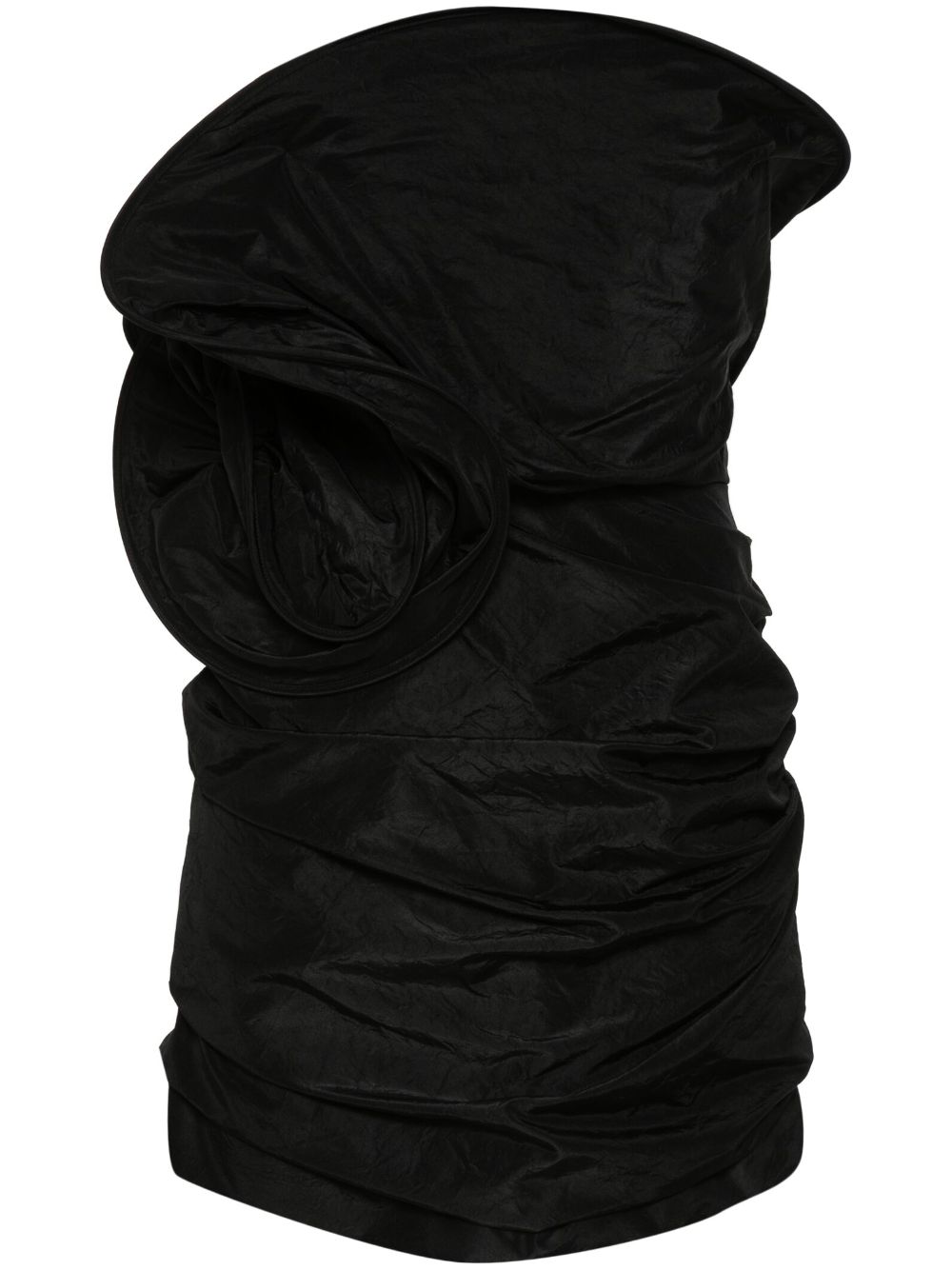 3D-rose taffeta mini dress - Black