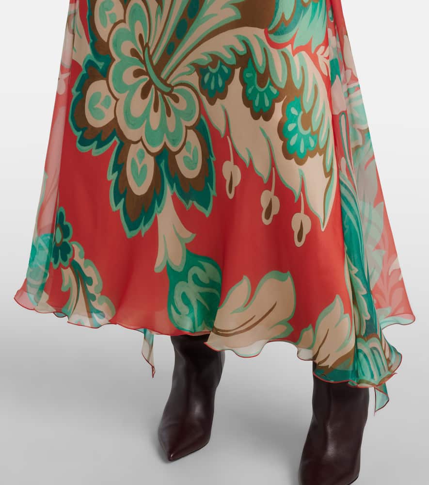 Printed silk maxi dress