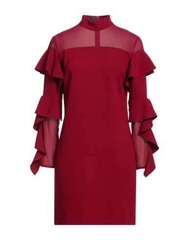 Woman Mini dress Burgundy Size 10 Polyester, Elastane