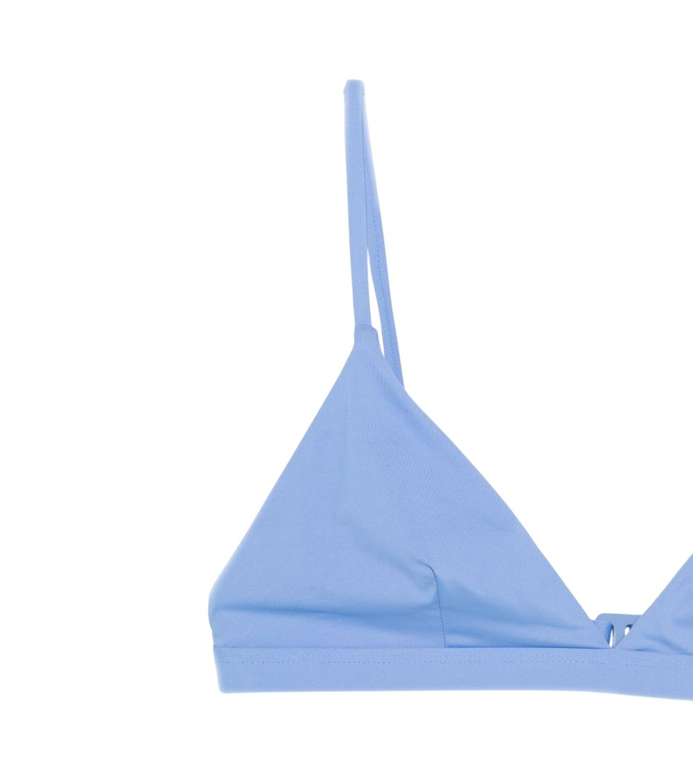 Blue Solid Bikini Top Swimwear