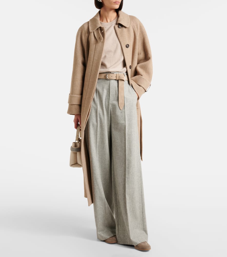 Brunello Cucinelli Wool and cashmere flannel wide-leg pants
