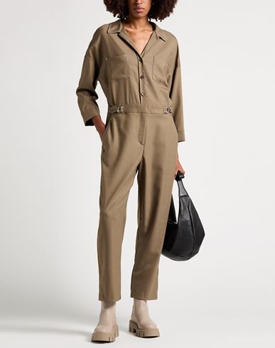 Woman Jumpsuit Khaki Size 8 Polyester, Virgin Wool, Elastane