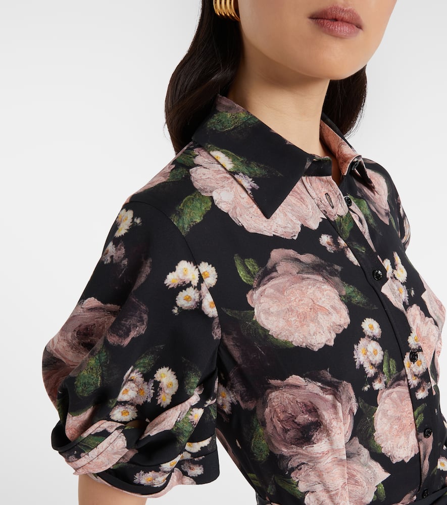 Floral belted shirt dress