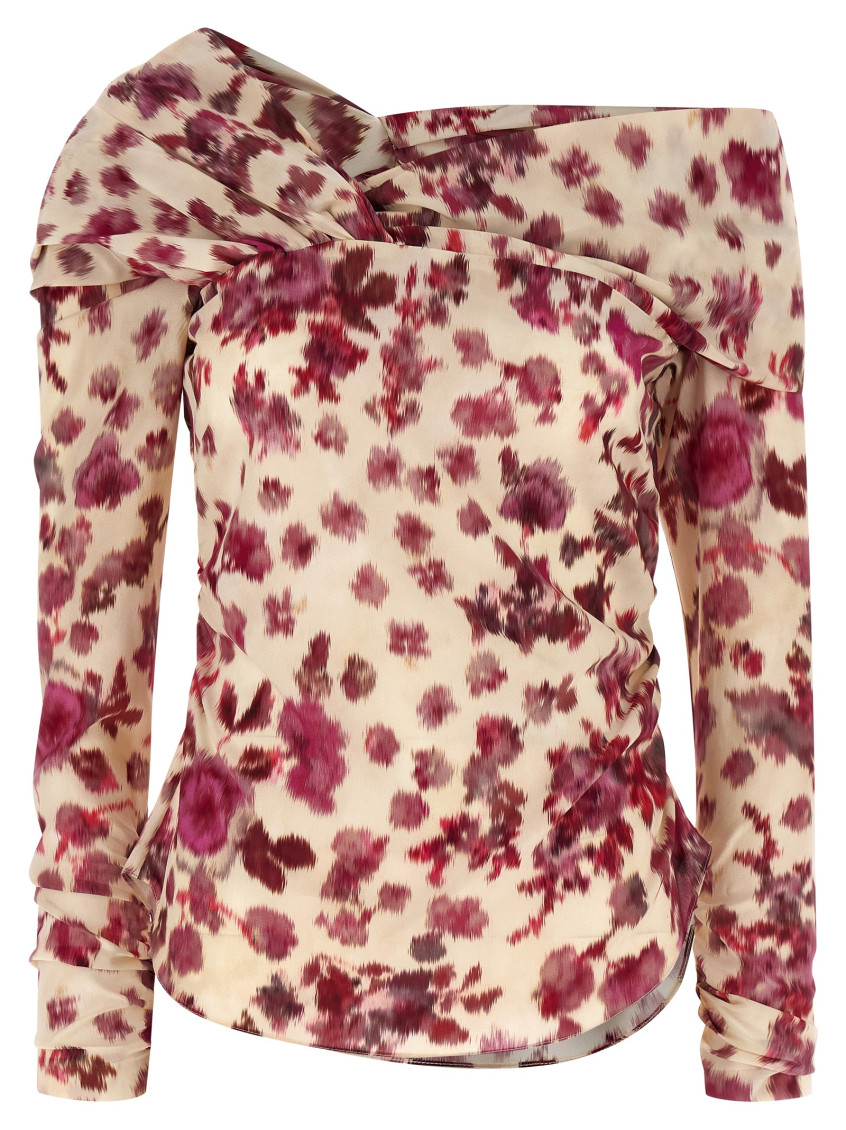 Isabel Marant - asymmetric draped knot ruched silk top