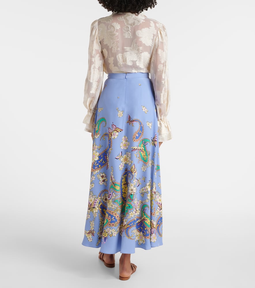 Floral silk maxi skirt