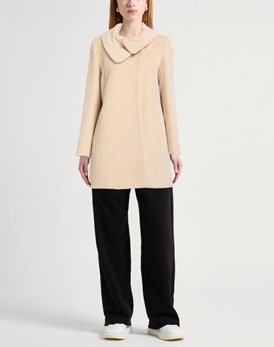 Icons Woman Coat Cream Size 10 Alpaca wool, Virgin Wool
