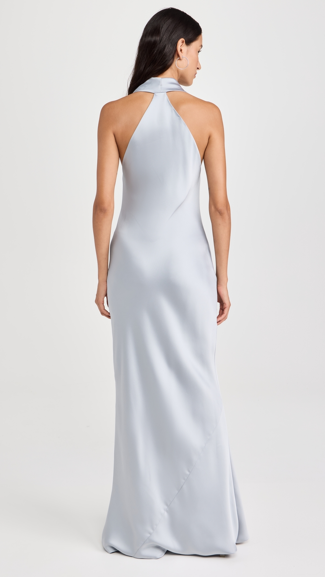 Halter Drape Bias Gown Silver