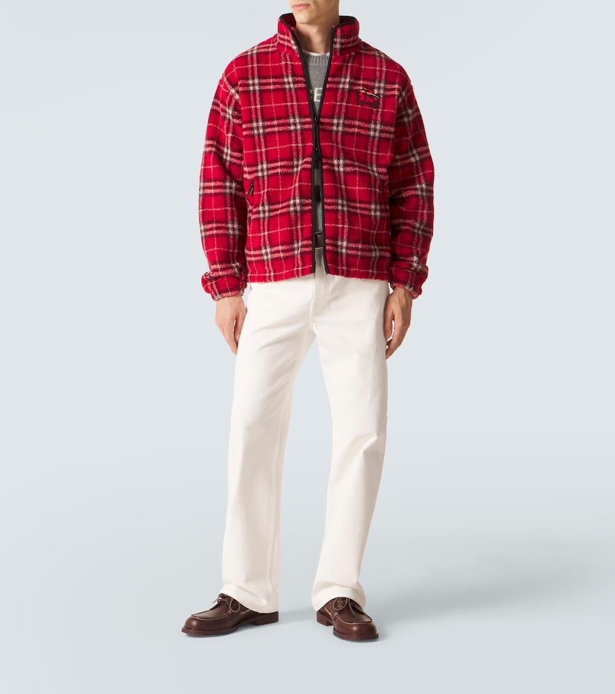 Check wool-blend jacket