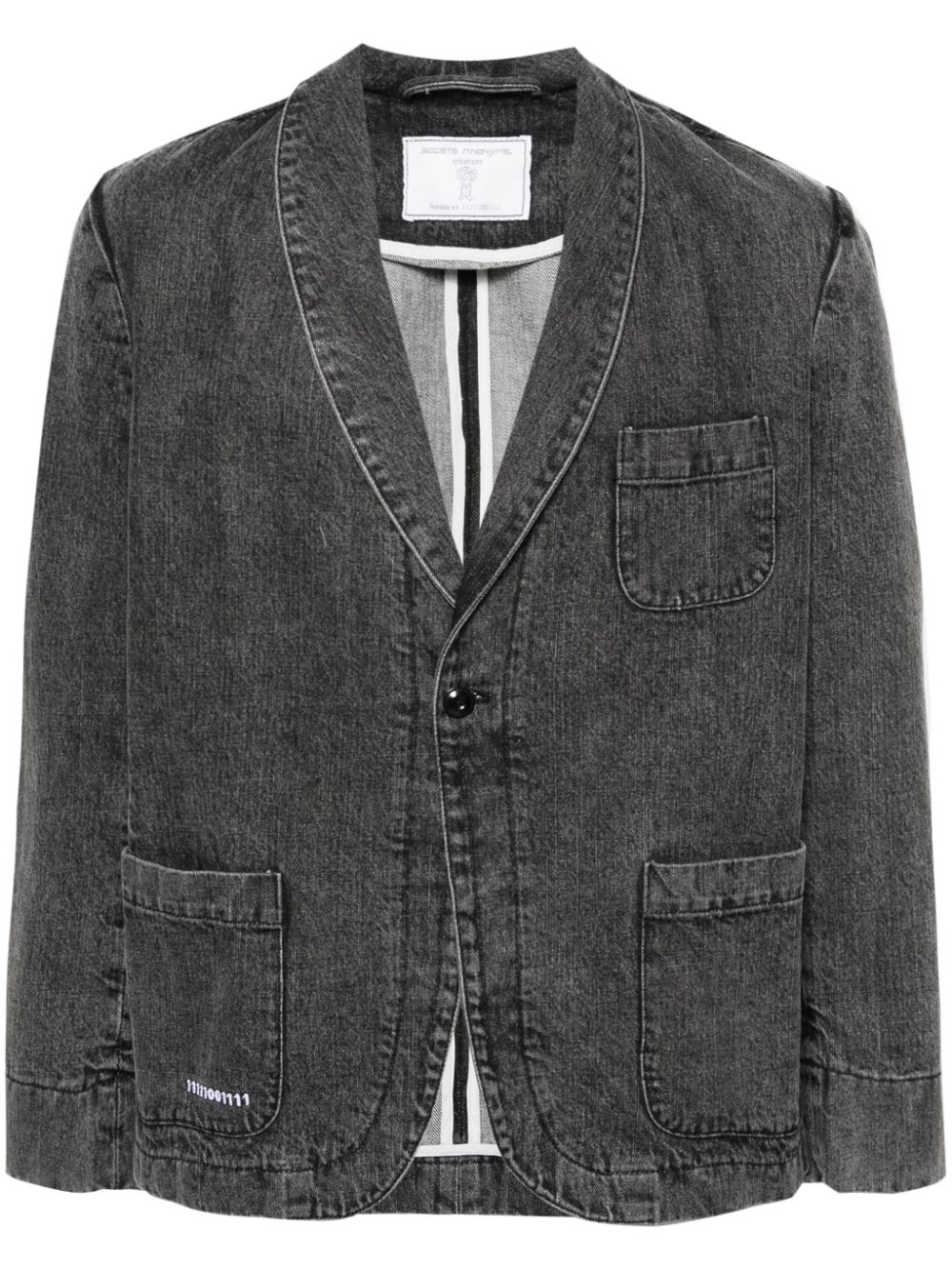 Single-breasted denim blazer - Grey