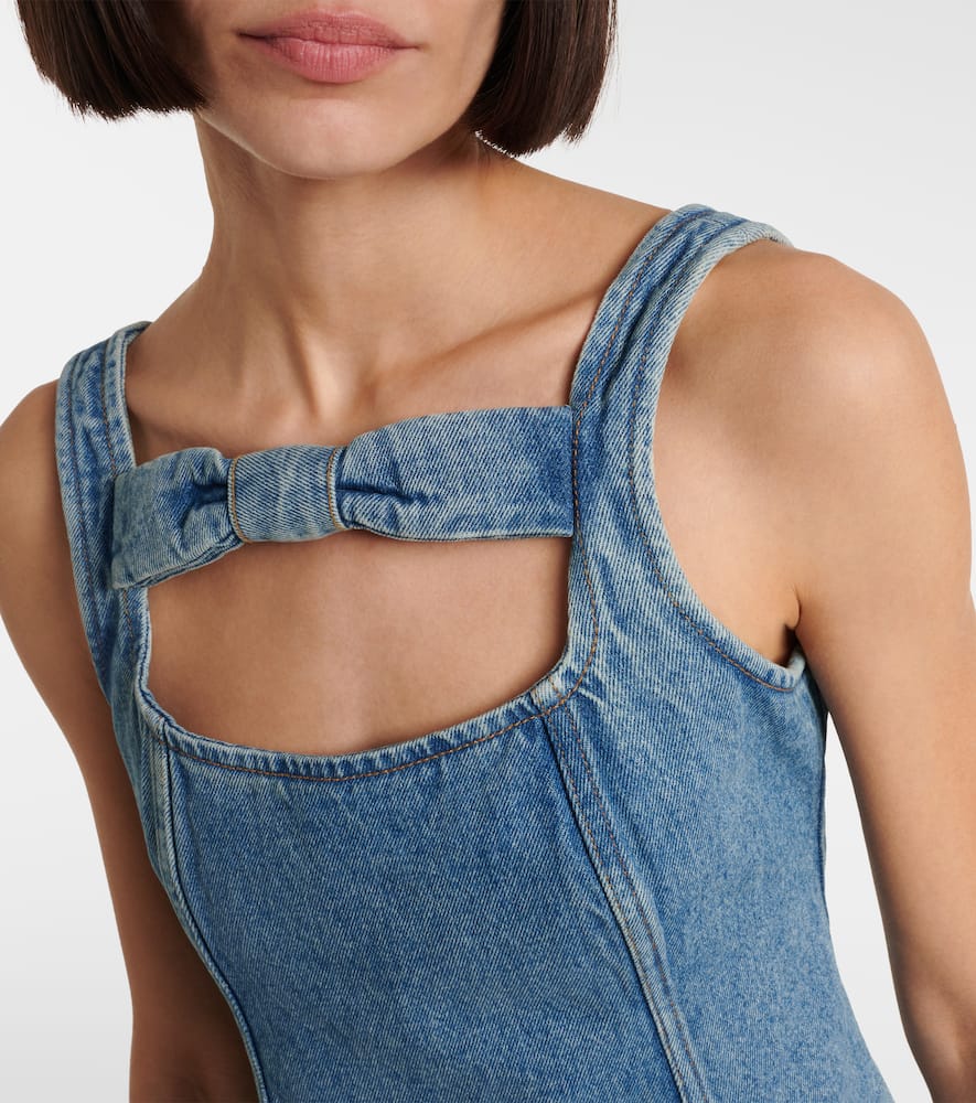Bow-detail denim minidress