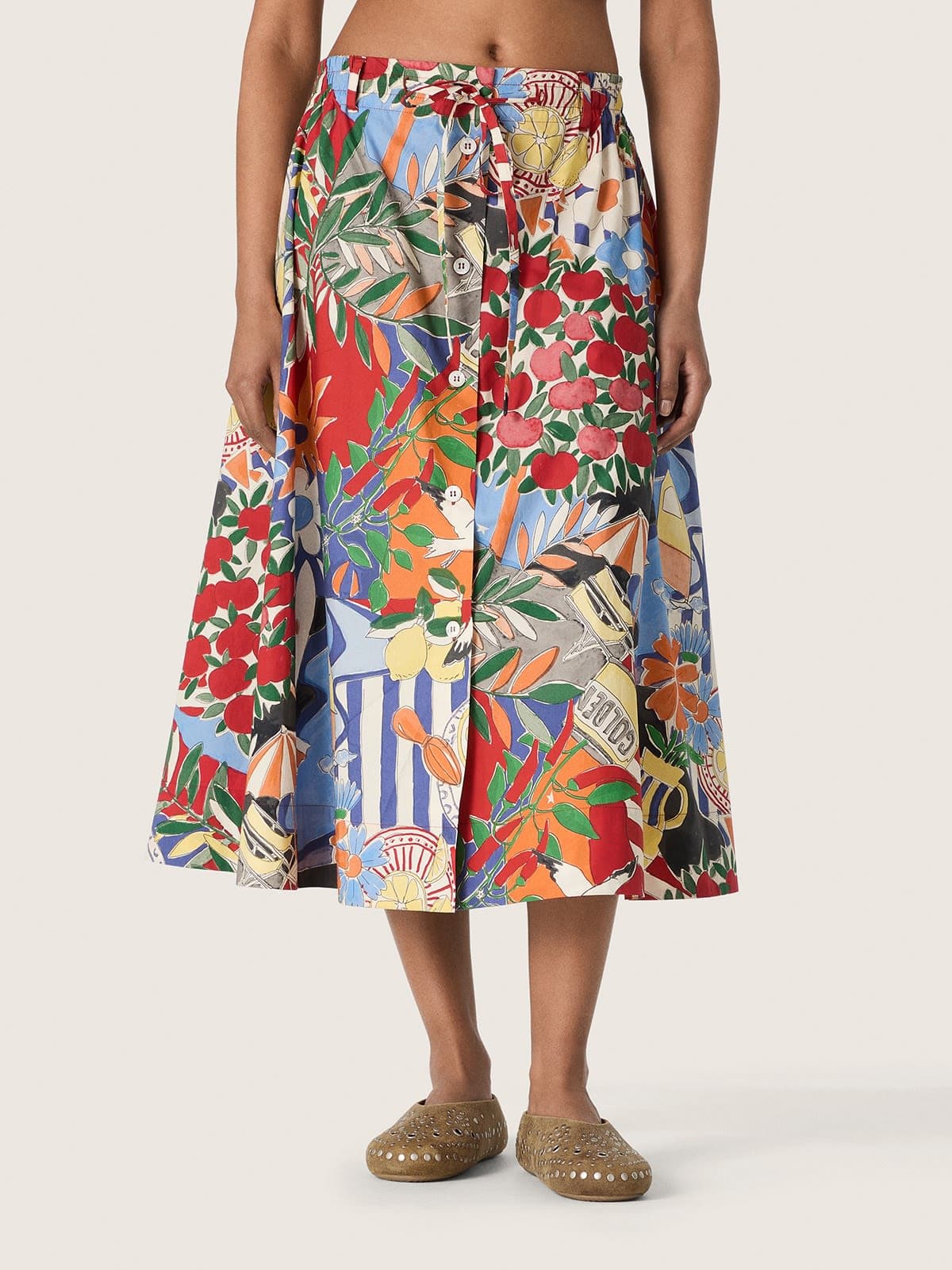Golden Goose - Women's Cotton Skirt With Multicolor Print, Woman
