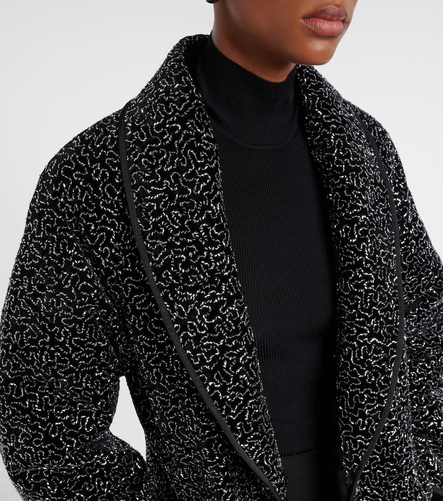 Embellished shearling-trimmed coat