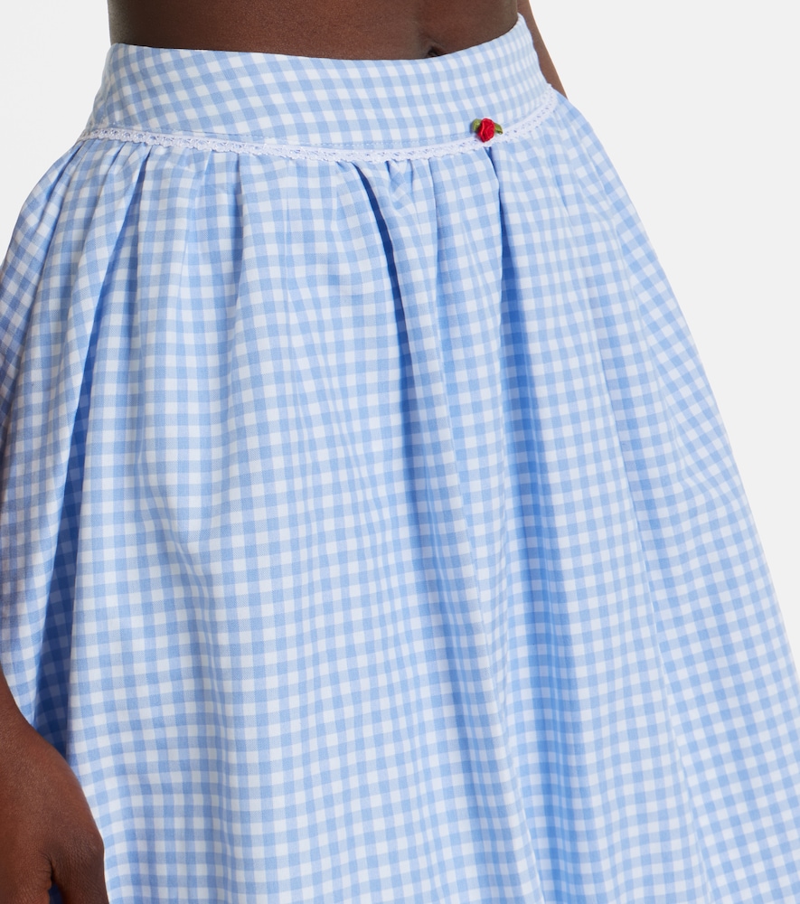Alba gingham cotton poplin midi skirt