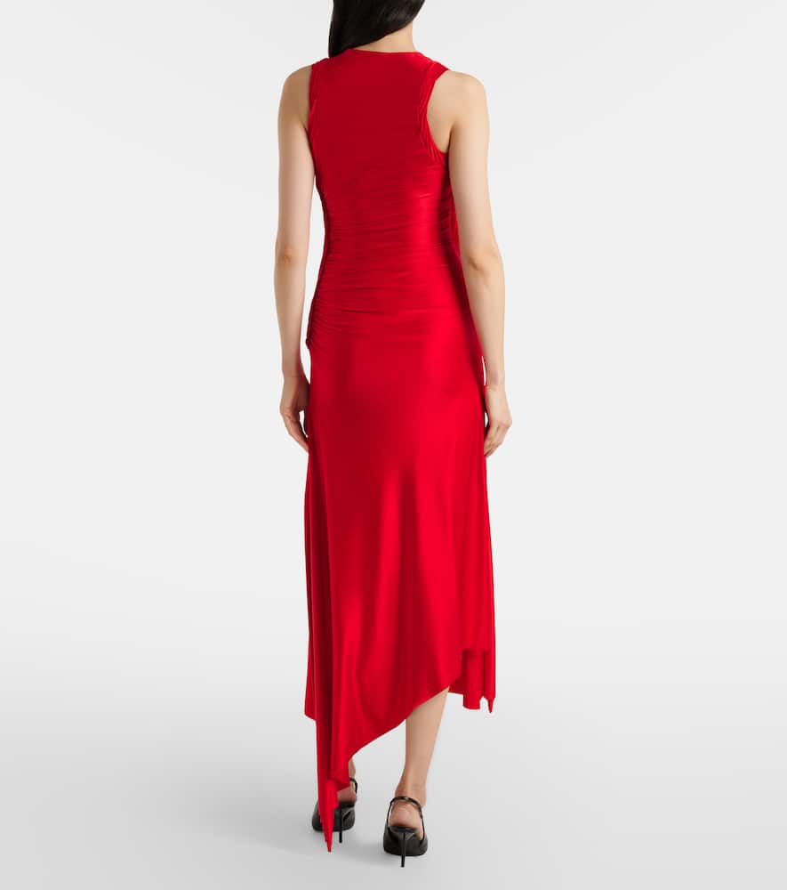 Twist ruched jersey midi dress