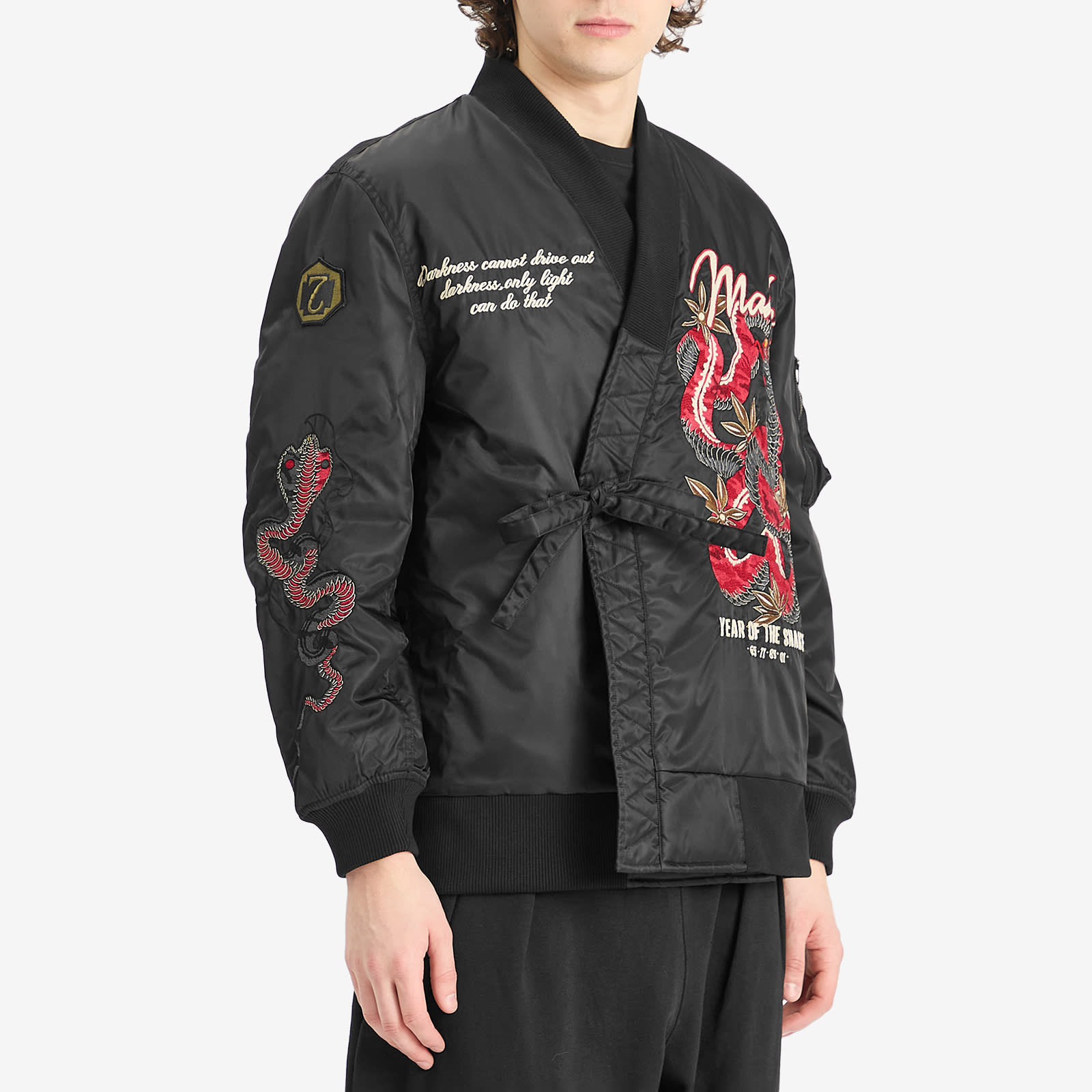 Maharishi Men's Year Of The Snake MA-1 Kimono Jacket in Black