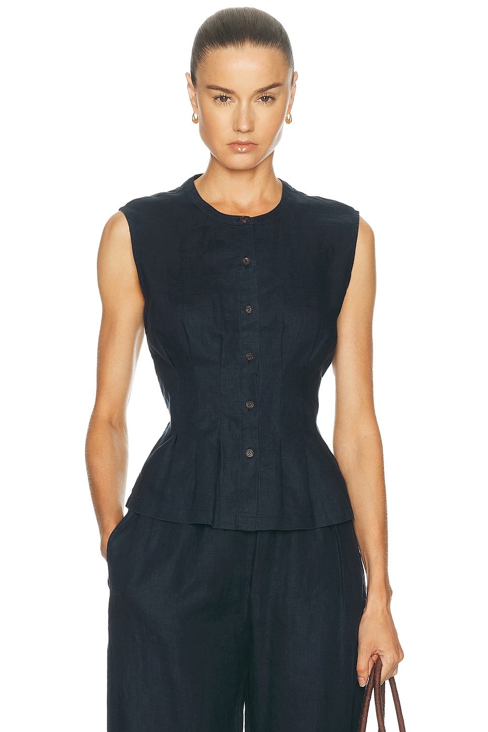 Jenni Kayne Lara Linen Top in Navy