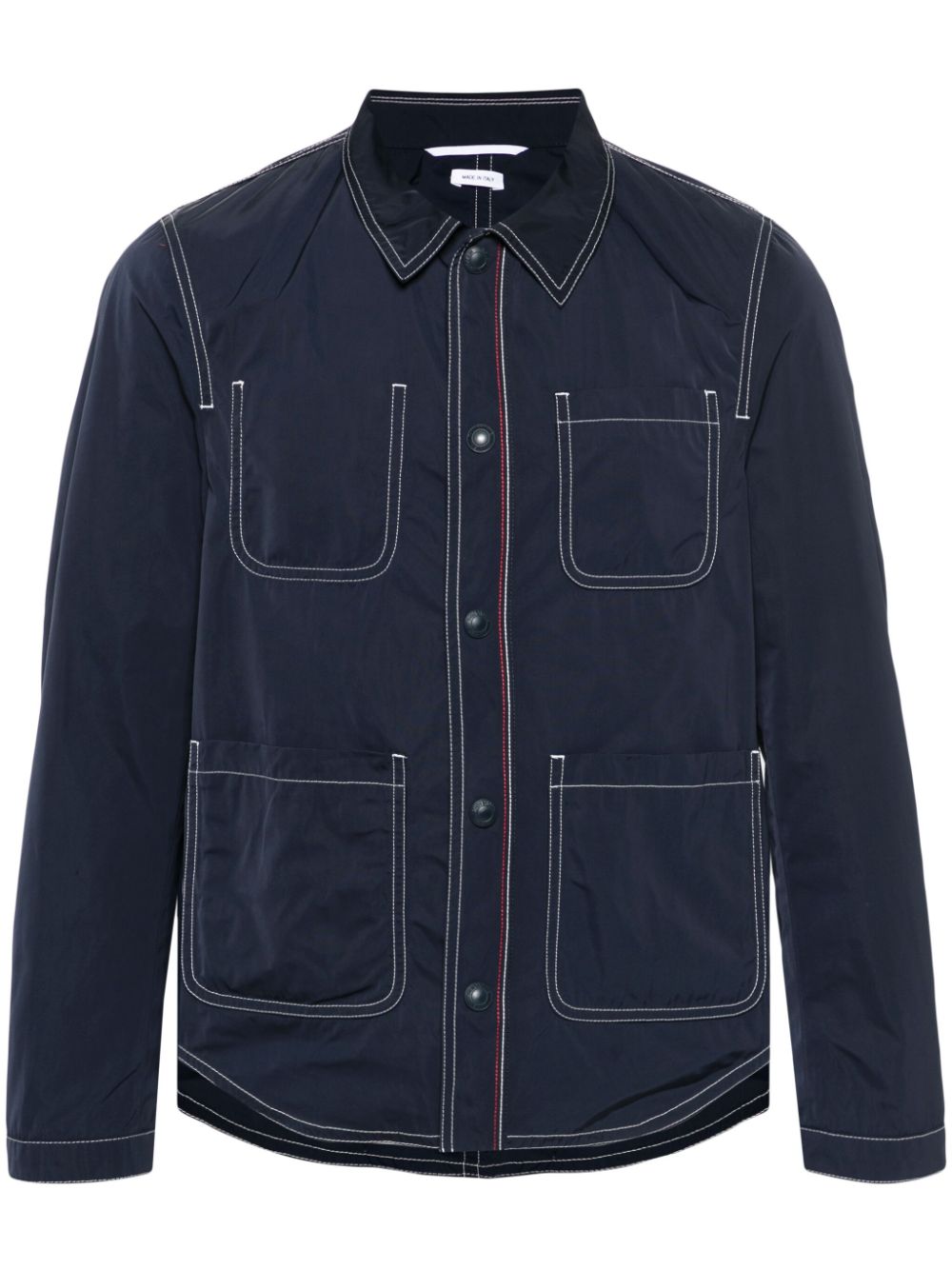 Contrast-stitching shirt jacket - Blue