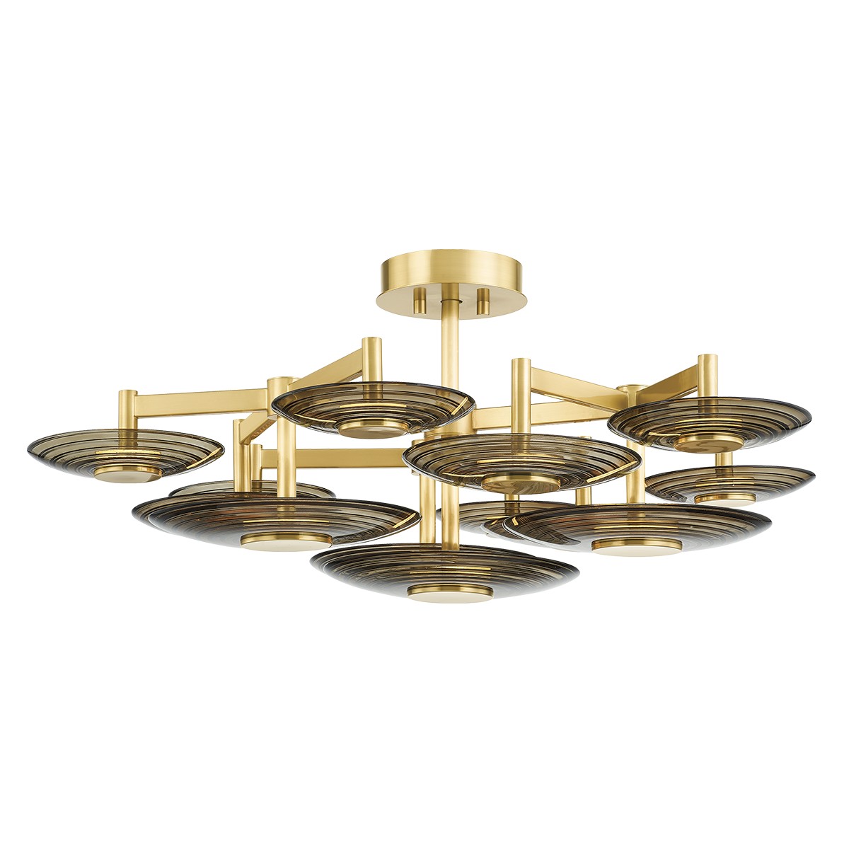 Aged Brass LED Semi Flush Mount from the Griston Collection