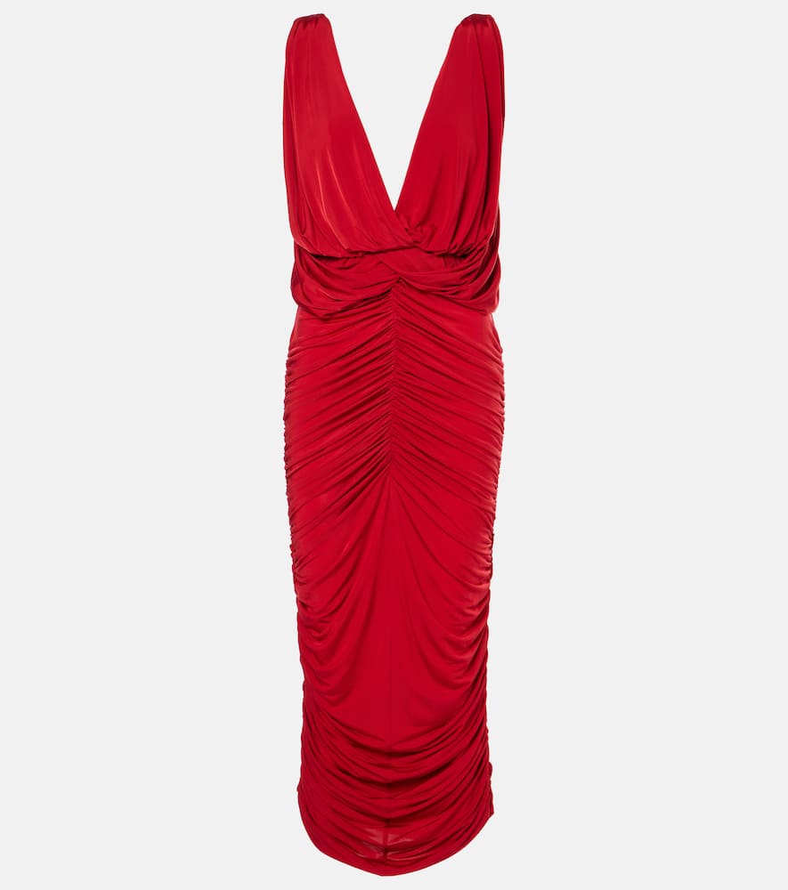 Ruched draped midi dress