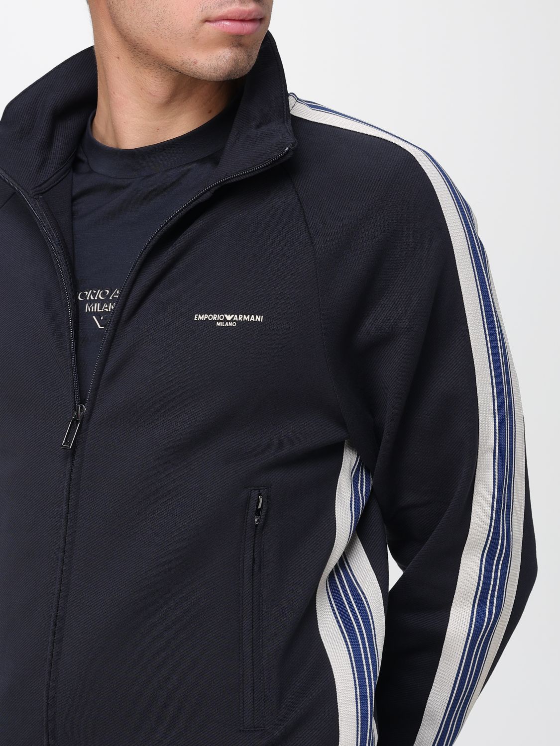 Side-stripe zip-up track jacket - Black
