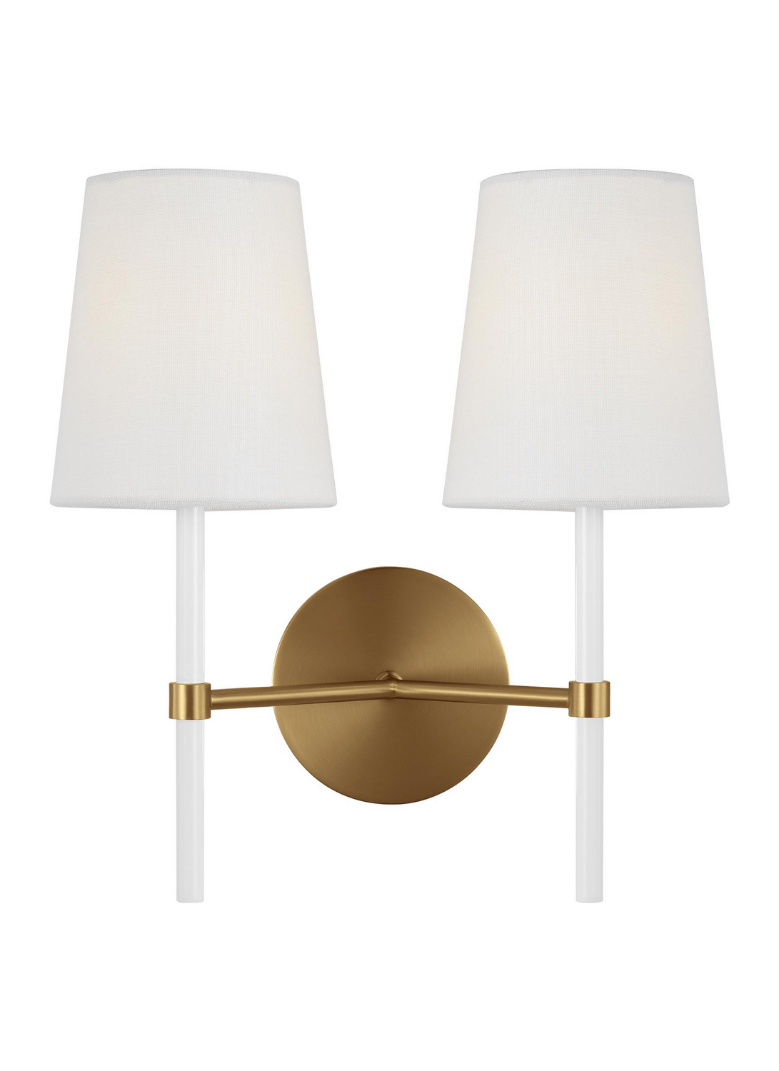 Visual Comfort Studio Monroe 2-Light Wall Sconce in Burnished Brass And Gloss White by Kate Spade New York