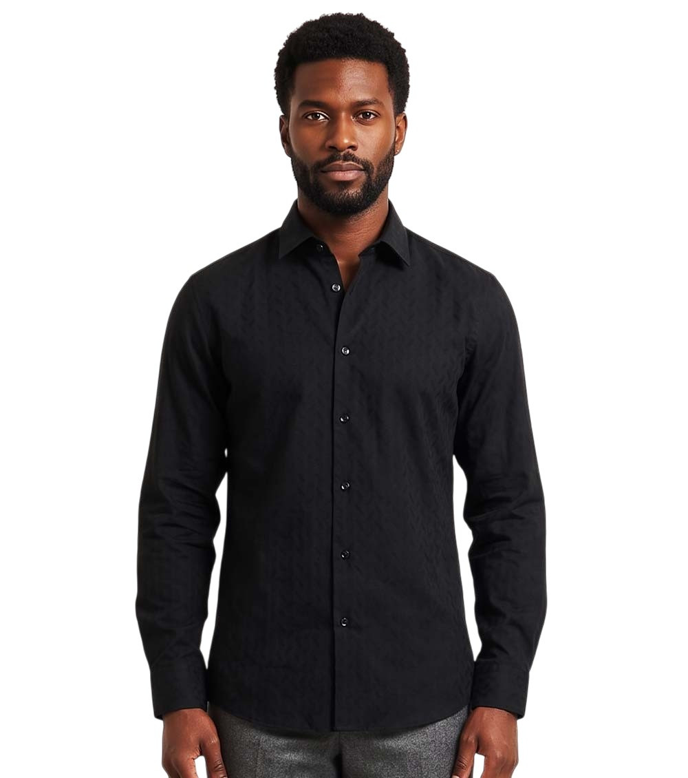 Black Slim Textured Shirts