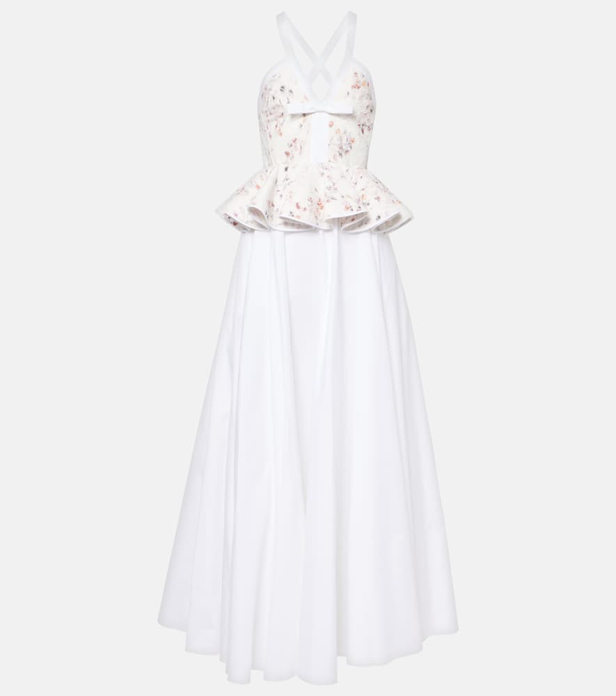 Ruffled floral lace gown