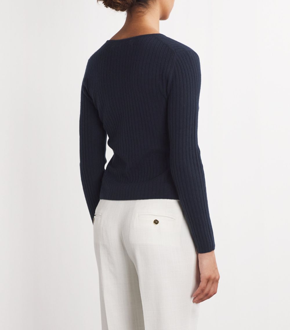 Cashmere Ribbed-Knit Cardigan