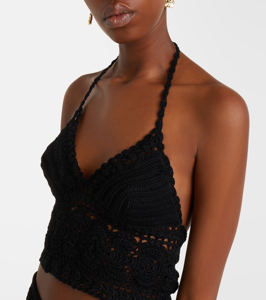 Filigree crochet halterneck cotton top
