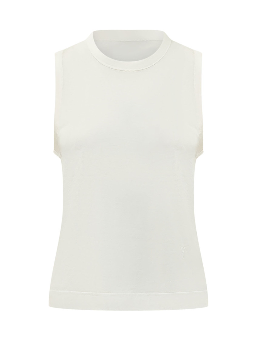 White Solid Crew Neck Top