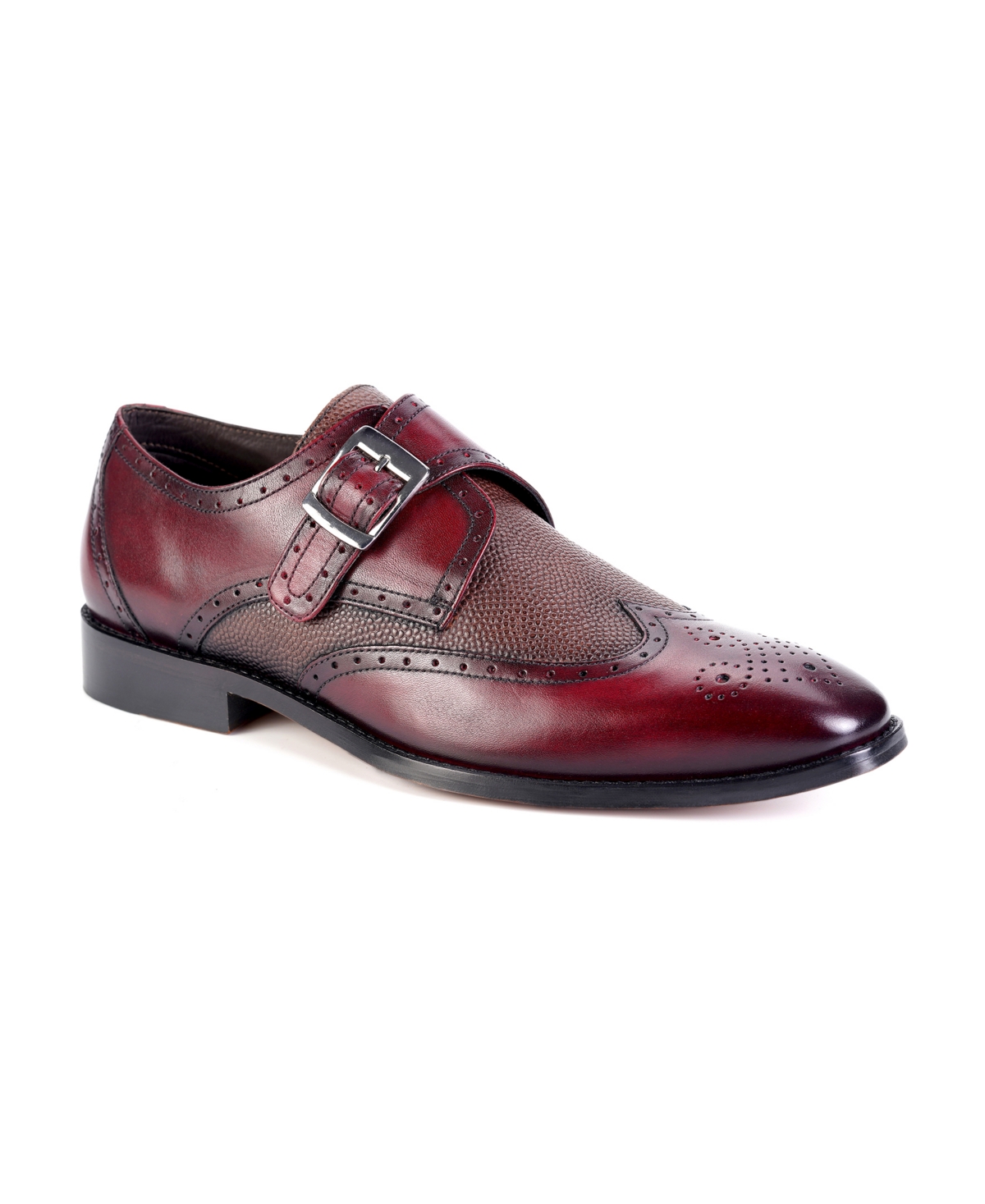 Men's Delano I Single Monk Strap Dress Shoes - Burnished Oxblood