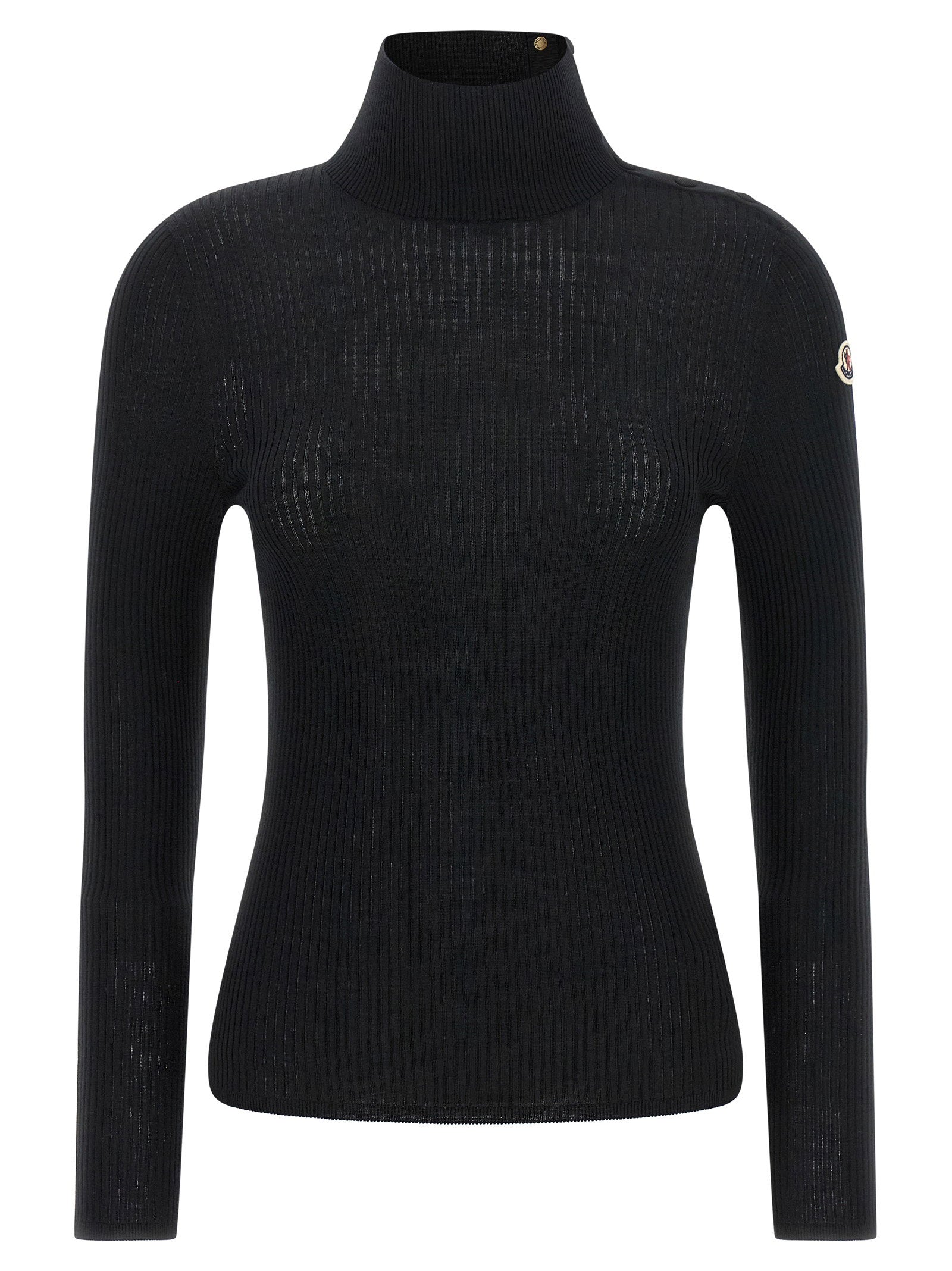 Ribbed Turtleneck Sweater — Black