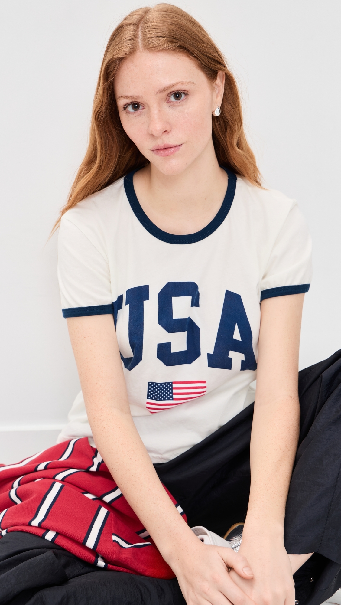 USA Flag Cotton Tee Awh/Nav