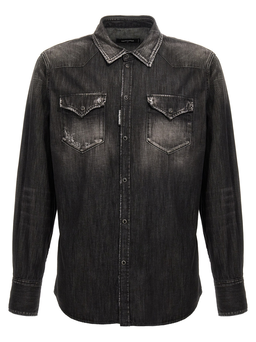 -Classic Western Camicie Nero-Uomo