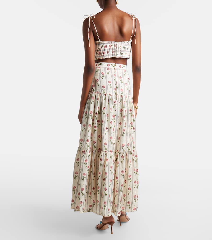 Bergamota floral linen maxi skirt