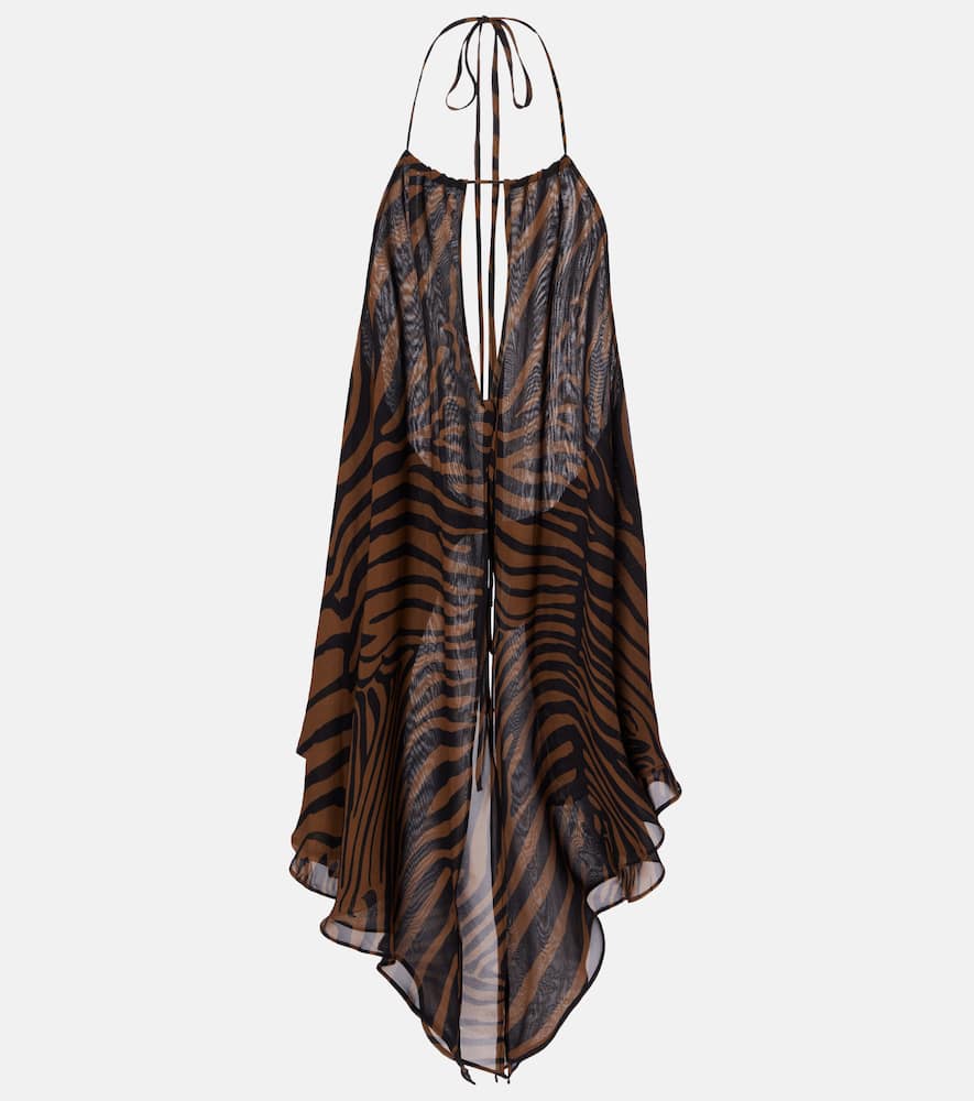 Printed asymmetric halterneck top