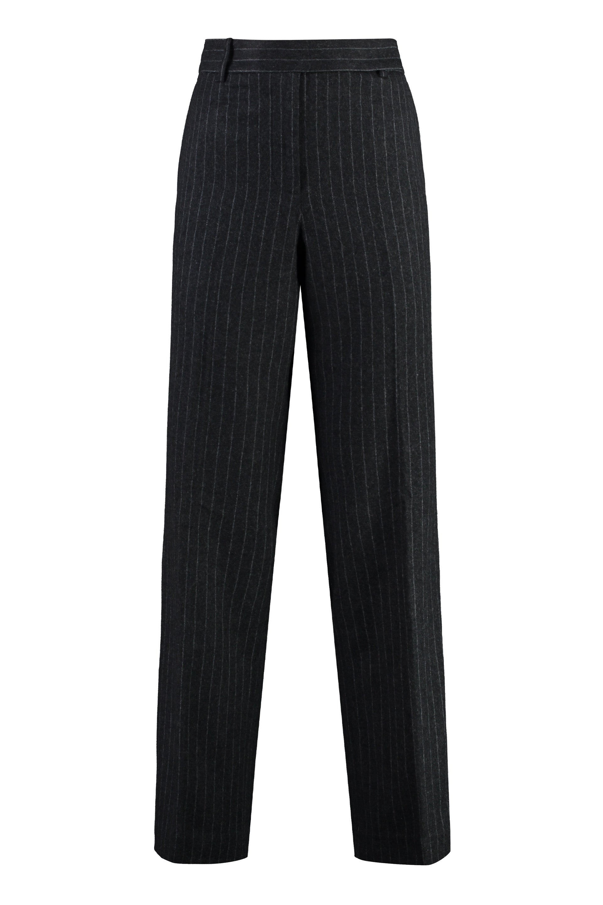 Pinstriped Wool Trousers for Women