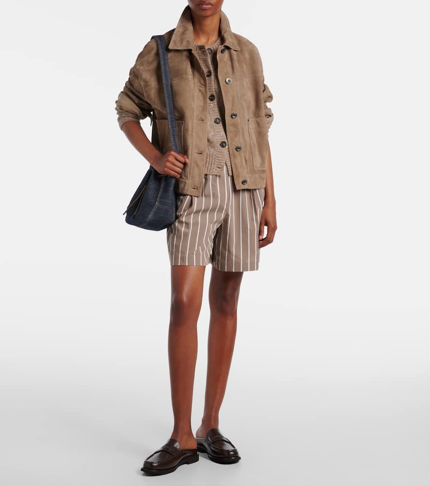Striped cotton-blend Bermuda shorts