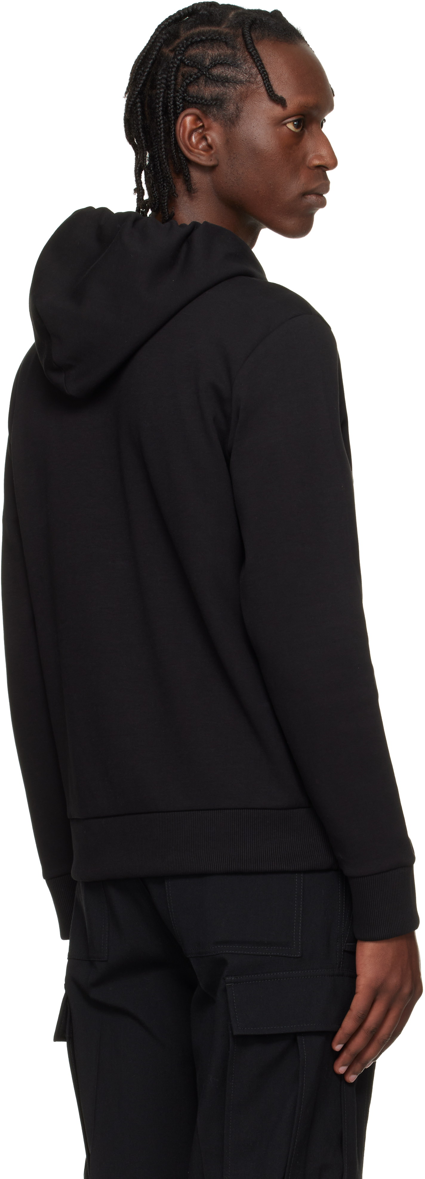 Black Printed-Logo Hoodie