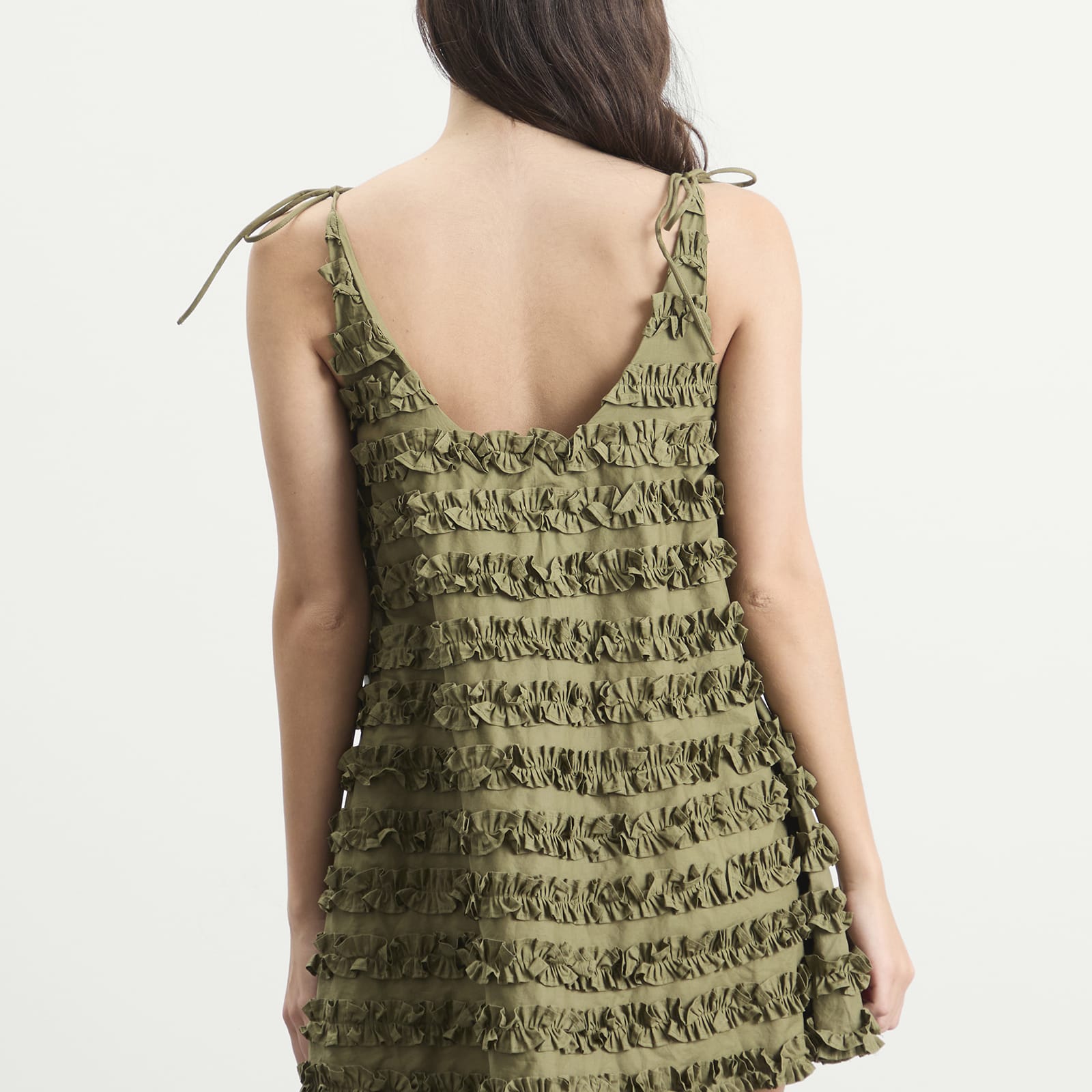 Women's Leili Ruffle Mini Dress in Olive