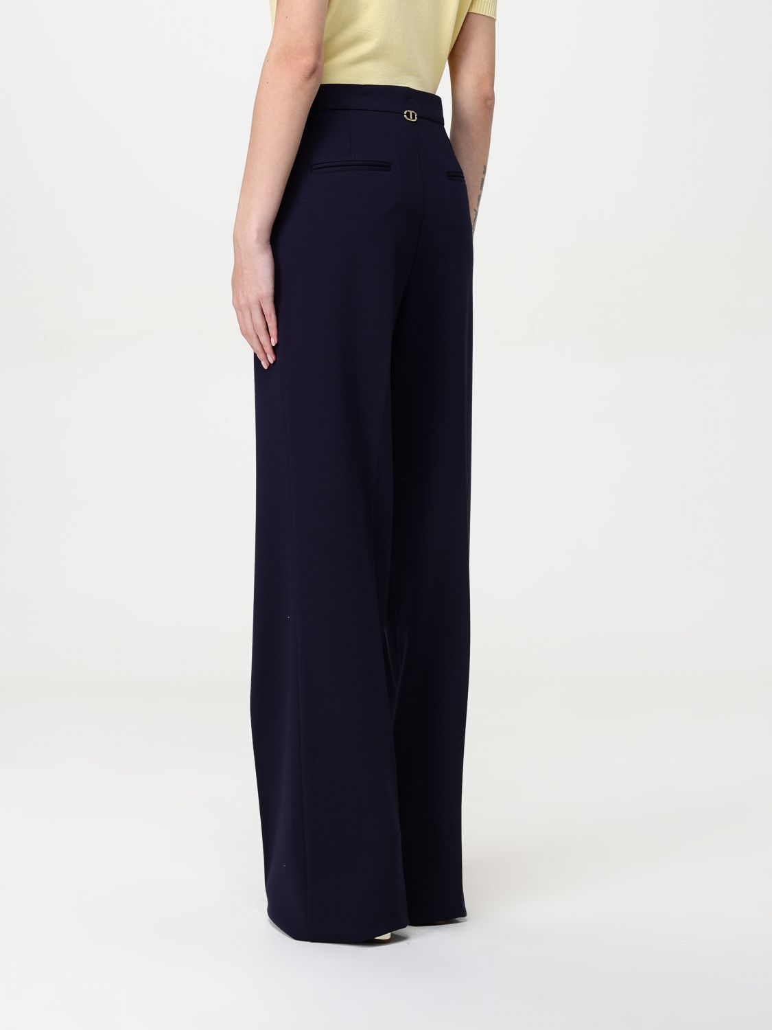 Button-detail wide-leg trousers - White