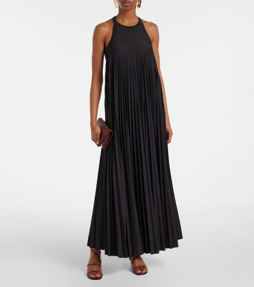 Plissé jersey maxi dress