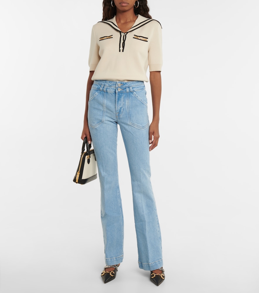 Double Button Flare high-rise jeans